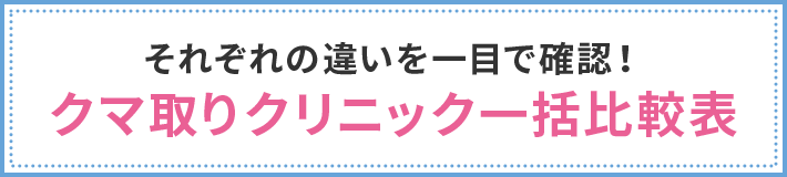 それぞれの違いを一目で確認！クマ取りクリニック一括比較表